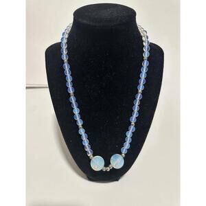 Luminous Opalite Glass Round Graduated Beads  Necklace 20.5”